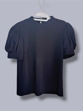 Express Navy Blue Short Sleeve Peplum Top Size Small